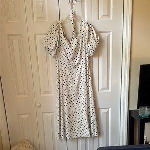 Elegant White Polka Dot Dress